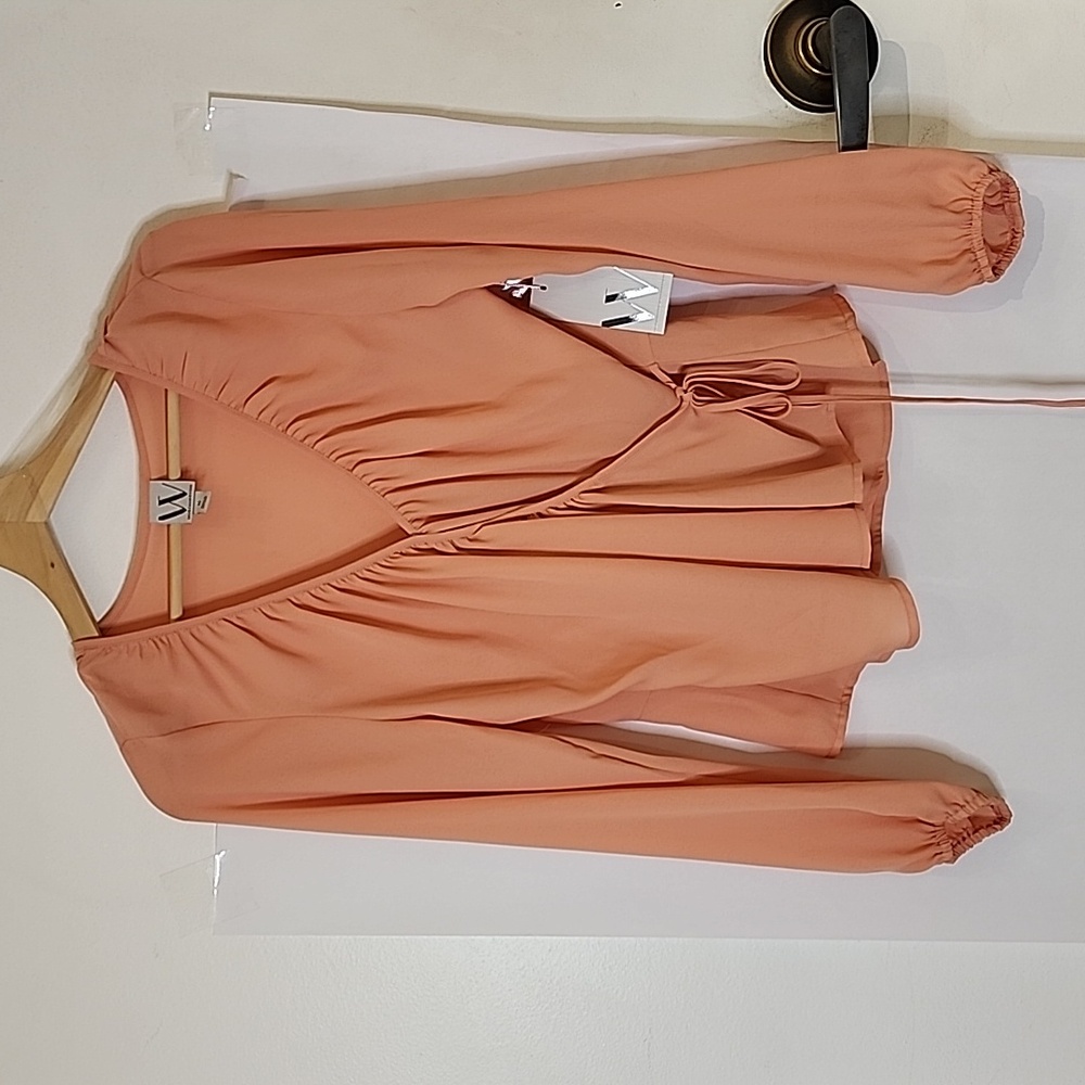 NWT Worthington Peach Wrap-around Top size M